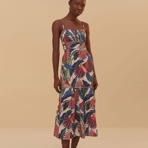 FARM Rio Pink Macaw Flight Midi Dress